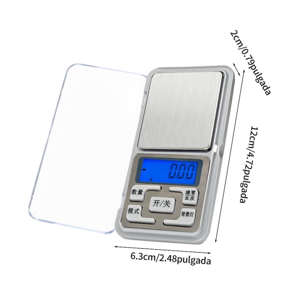 Elektronisk 500 g 0,01 g tara rustfritt stål LCD-skjerm Mini lomme digital vekt