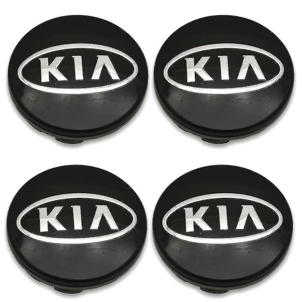 Sorte Kia Bilhjul Center Caps Hub Cover 60mm 4 stk. Til Picanto, Rio, Forte, Ev, Soul, Ceed