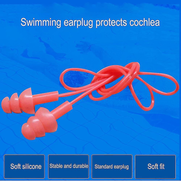 6 par gel-snor ørepropper Bløde silikone anti-støj ørepropper til voksne børn Sovende Svøm Orange-pink