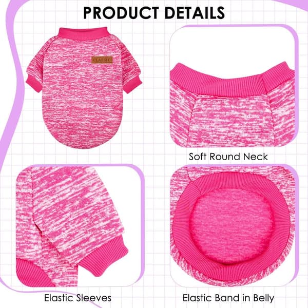 3-pack medelstora hundtröjor - Rosa/Ros/Lila vinterfleece