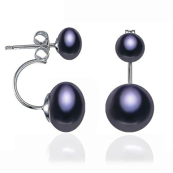 Naturlige perle ørestikker til kvinder smykker S925 Sterling sølv ægte hvid sort dobbelt perle øreringe Party