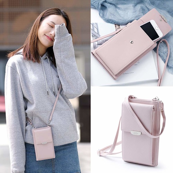 Dam plånbok crossbody väska läder mobiltelefon axelväska liten dam plånbok mobiltelefon mini väska korthållare axelväska