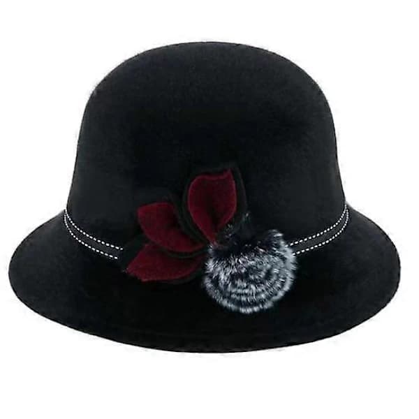 Elegant dame tylhat, trendy efterår vinter dame cloche med blomst