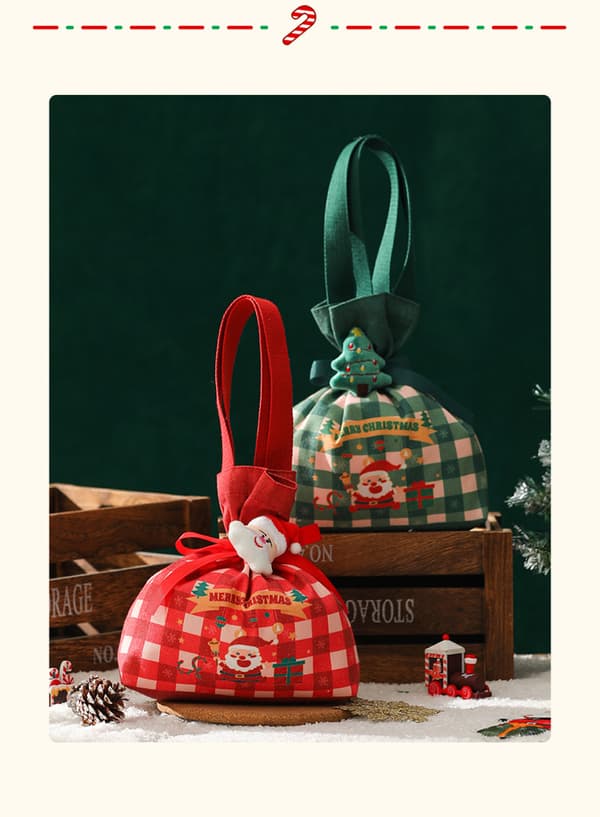 Julklappspåse Handhållen Canvas Äppelpåse Julklapp Julafton röd