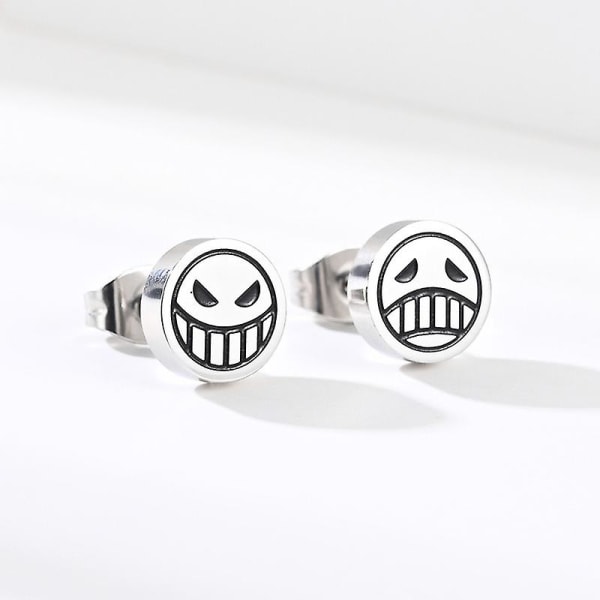 Cosplay Jewelry Accessories Titanium Steel Stud Earrings For Women Men Character Ace Smile Cry Face Earring Fashion Jewelry