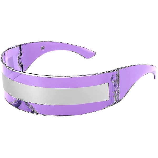 80-talls Futuristisk Visir Cyber Solbriller Menn Kvinner Futuristisk Punk Stil Cosplay B2740 Purple - Silver Stripe