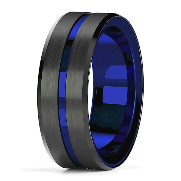 2024 ny modell Fashion 8mm Svart Tungsten Bröllop Keltisk Drake Ringar Inlagd Blå Zirkon Rostfritt Stål Ringar för Män Blå Kolfiber Ring Style 18 12