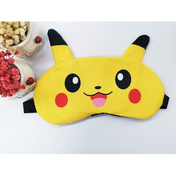 WABJTAM Tegneserie Søvn Øyemaske Pikachu Plysj Blindemaske Øyeskygge Øyedeksel Reise Lur Natt Sove 2stk