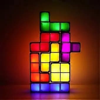 Stablebar nattlampe for barn, puslespill-sensor USB-bordlampe, DIY Tangram puslespillkube-lampe (tilfeldig form)