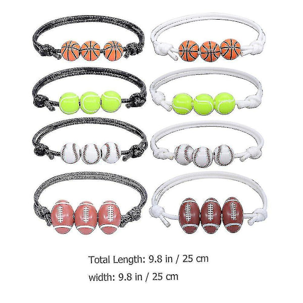 Suosittu koripallo, pesäpallo, rannekoru, vaha, punottu tennis, rugby rannekoru, 8 väriä Black line Tennis