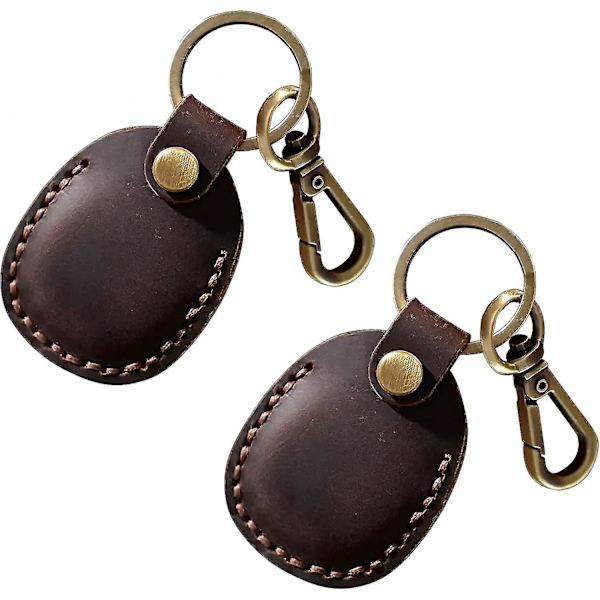 2 stk. PU Læder Airtag Nøgleholder, Airtag Vedhæng Airtag Etui Airtag Holder Airtag Nøglering Airtag Nøgleholder Etui Coffee