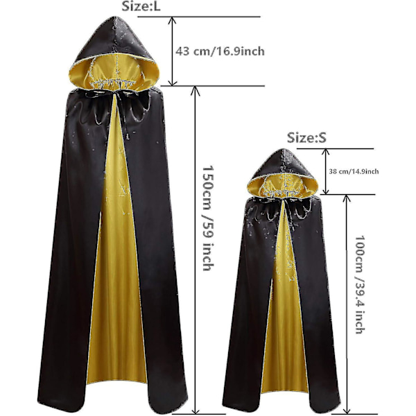 Unisex Vändbar Huvad Kappa för Jul Halloween Fest Vampyrer Cosplay Kostymer-yujia