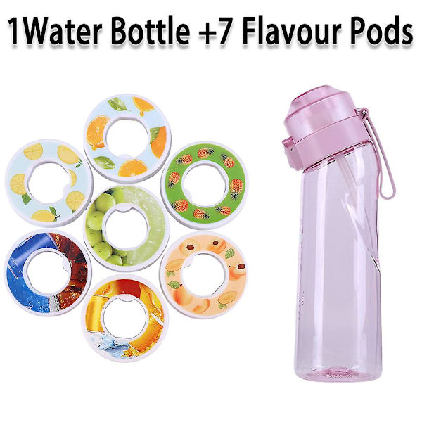 Smaksatt vattenflaska med 7 smakpods Air Water Up flaska Frosted Black 650ml Air Starter Up Set Vattenkopp för camping Sport E SPAIN