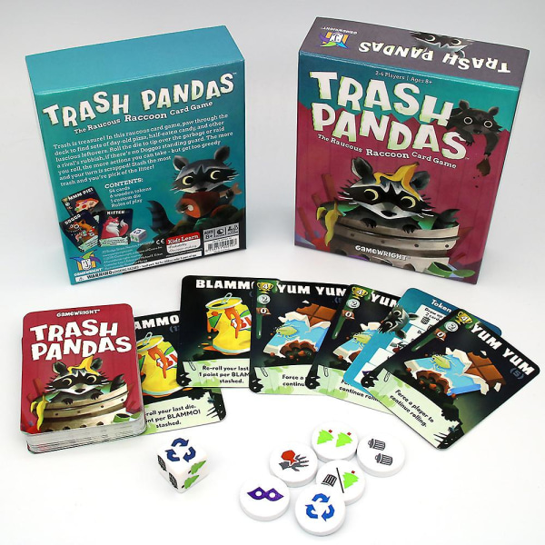 Trash Pandas The Raucous Raccoon Kortspil Miniaturespil Familievenligt festspil Gave til børn Voksne Kortspilsgaver
