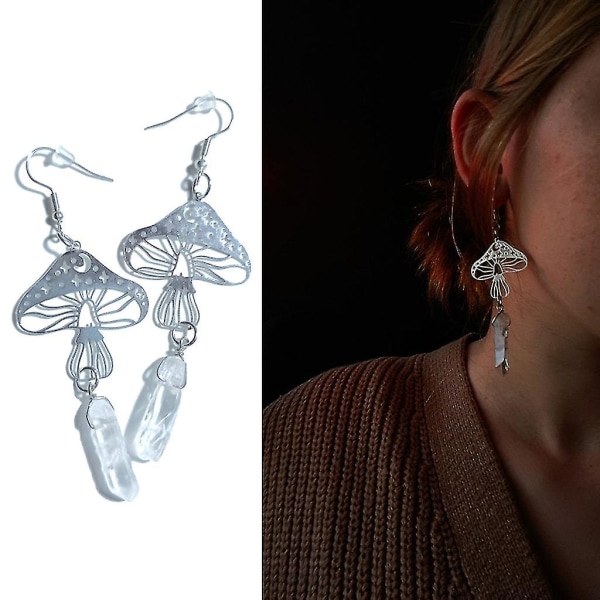 Irregular Crystal Drop Earrings Mushroom Earring Unique Charm Dangle Earrings