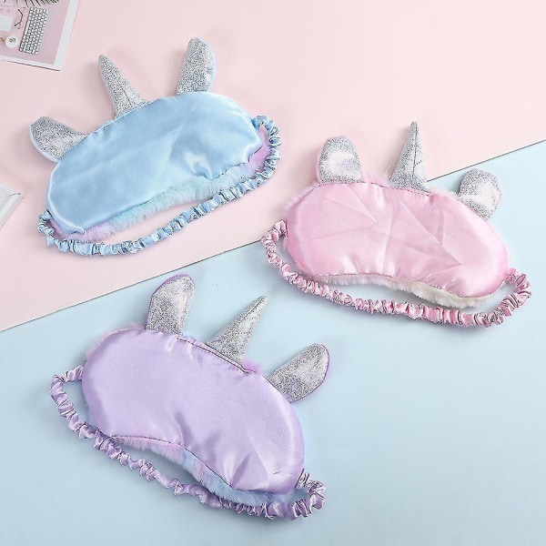 Tyttöjen sarjakuva Tie Dye Unicorn Furry Shading Eye Mask Plush Lapset Söpö Eye Mask Pink