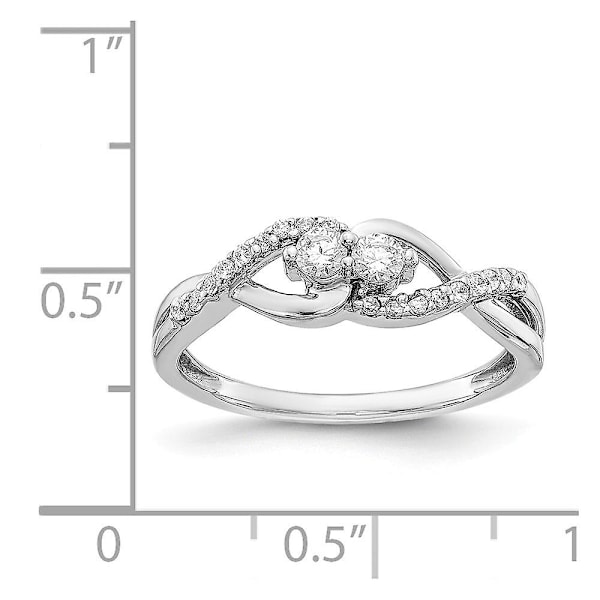 14k Hvidguld Diamant Fancy Ring Størrelse 7 Smykker til Kvinder - .25 dwt