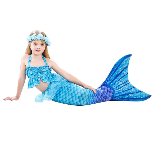 2-13 år 3 stk. Børnepige Mermaid Hale Badetøj Ferie Hawaiiansk Sommer Badetøj Strand Badetøj B 8-9 Years