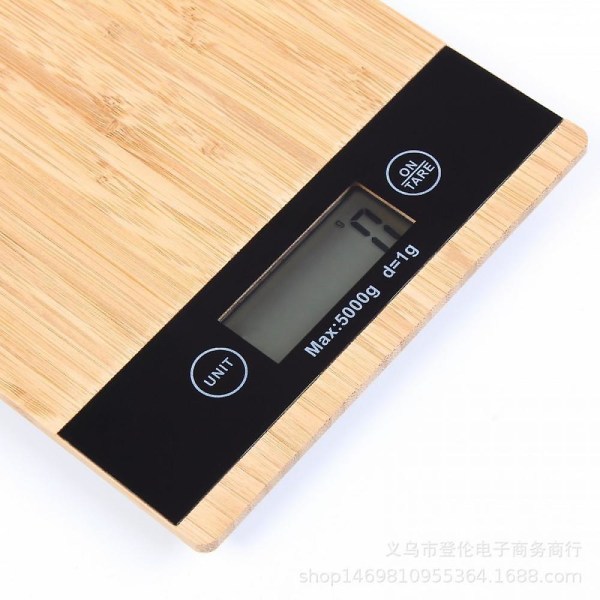 Bambus digital kjøkkenvekt LCD-skjerm, tarafunksjon, 11 lbs/5 kg. Kapasitet 0,03 oz/1g. Presis Graduation, Ml Unit For Liquids - Food Scale For Cook