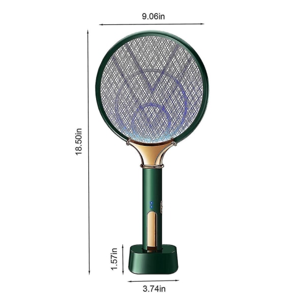 Elektrisk Fluepisker, Elektrisk Zapper, Myggefælde Lampe & Ketsjer, Myg Dræb Flue Zapper Med Lilla Lys Lokkemiddel Til Hjem Indendørs Udendørs - q34 Green