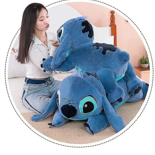 45/60/80cm Stitch Dukke Disney Plys Legetøj Lilostitch Plys Fyldt Dukke Blød Pude Prone Stilling Mørk/Lyseblå Sød Legetøj Gave Lilo Stitch-80cm