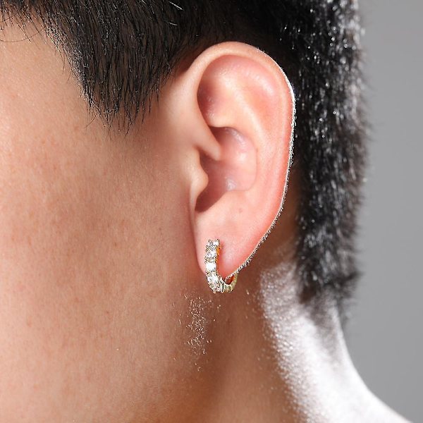 Trendy Nye Micro Pave Cz Runde Stud Øreringe Luksus Guld Sølv Farve Iced Out Øreringe Hip Hop Rock Smykker Til Mænd Kvinder Gold