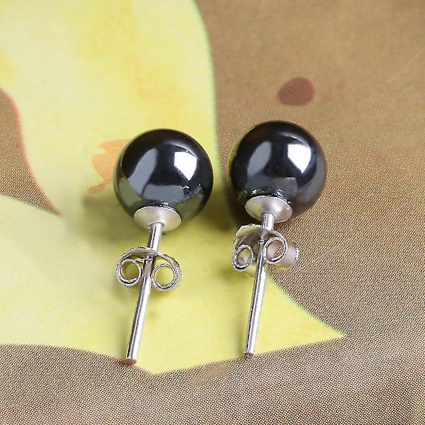 Eleganta Hematit Silver Runda Örhängen Örhängen 0,24\" 6mm