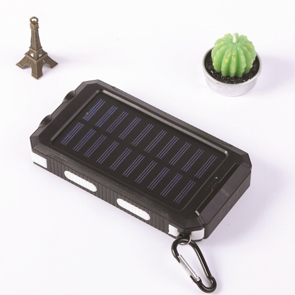 Powerbank Solar Charger: 10000mAh Powerbank med solcellepanel 3A hurtiglading USB C mobiltelefonlader LED lommelykt for telefoner og nettbrett (hvit)