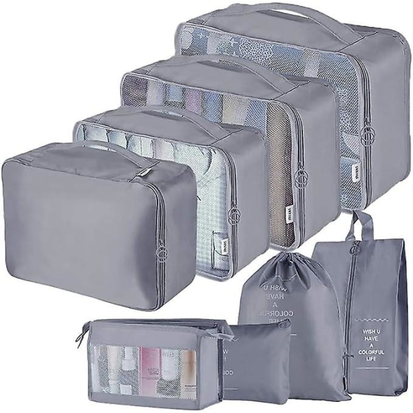 Multifunksjon 8 stk/sett Travel Cubes Bagasjeopplegg Vanntett reisekompresjonskoffert Veske Travel Essential Bag A