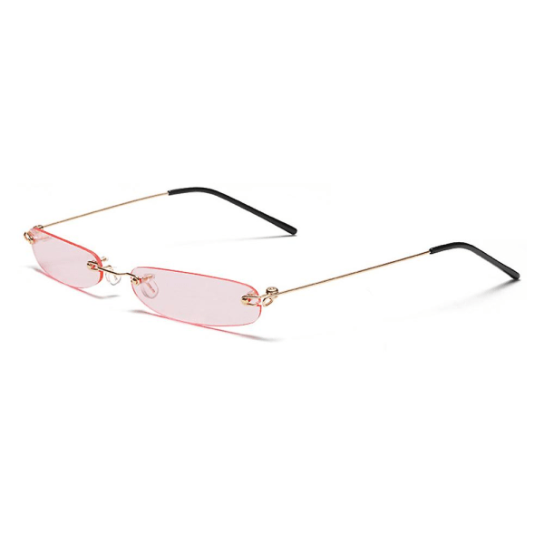 2023 Nye smalle solbriller Mænd Indfattede Sommer Rød Blå Sort Rektangulære solbriller Til Kvinder Small Face Hot Selling As Picture 8 Gold Pink