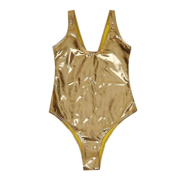 9335# Refleks Badedrakt i ett stykke for kvinner - Gull - Rash Guard for kvinner Cupshe Golden L