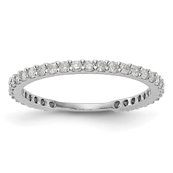 14k White Gold 3/8 Carat Round Diamond Band Size 7.00 Jewelry for Women - 1.0 Grams .40 dwt