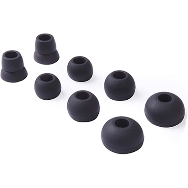 Erstatnings-silikonørepropper for Powerbeats 2 Wireless Beats By Dre hodetelefoner, 4 par (svart)