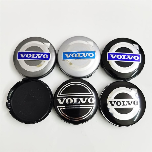 Modifioidut pölykapselit, Standard Hubcap Abs Cover 64mm Sopii Volvolle, hopea musta (neljä pakkaus)
