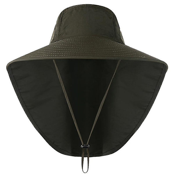 Unisex UV-suojallinen kesähattu ulkoiluun, kalastukseen, kiipeilyyn - kaulalla suojaava lippu Army Green