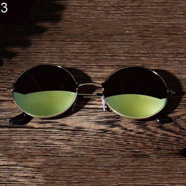 Sinknap mænds kvinders runde spejllinsebriller Udendørs UV-beskyttelse Solbriller Eyewear Golden
