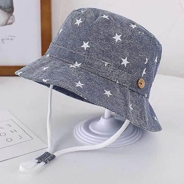 Barnhatt Justerbar Solhatt Andningsbar Strandhatt För Pojkar Flickor_ll Star Denim 2-4 Years