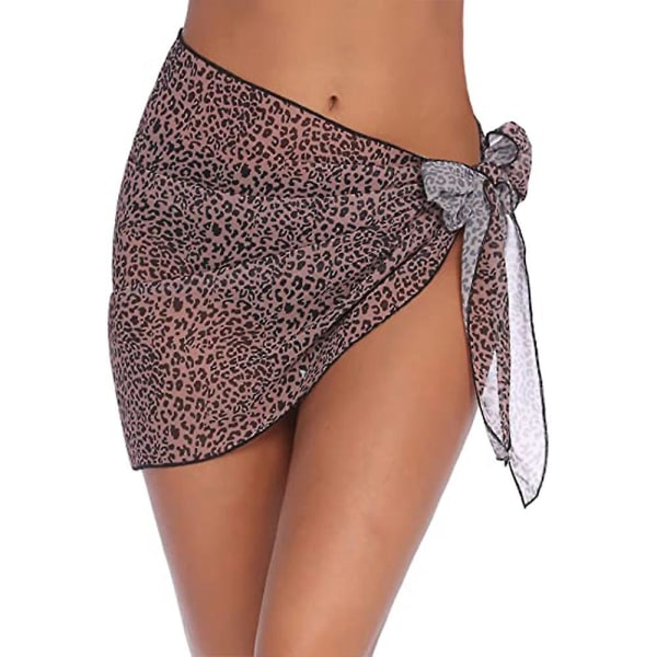 Naisten pitkä ja lyhyt sarong uimapukukangas kesäranta bikinit kääre läpikuultava lyhyt hame huivi uima-asukangas Leopard-Short One Size