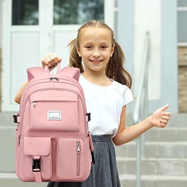 Jente Ryggsekk Skolevesker Bokveske Stor Kapasitet Ryggsekker Ungdomsskole Multi-lomme Vanntett Skolebokveske For Barn Tenåringsjenter (svart) Purple