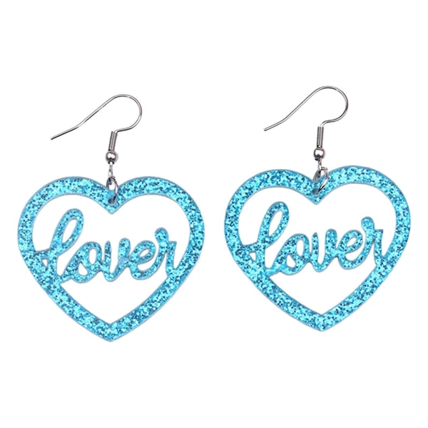 Heart Earrings Love Heart Dangle Earrings For Engagement Dating Mother's Day Blue