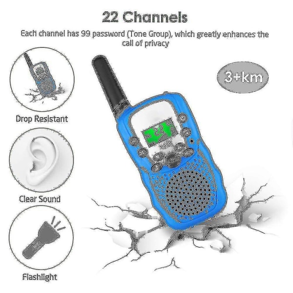 3 Pak Børne Walkie Talkies, 3 Mil Lang Rækkevidde Med LCD Baggrundsbelyst Lommelygte Walkie Talkies Til Børn I Alderen 3-12, To-Vejs Radio Legetøj Til Drenge Og Piger