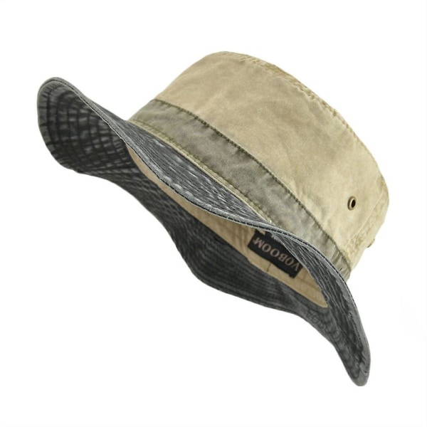 Hatt med bred brem for menn - Bucket Hat Bob, sommer, Panama, utendørs fiske, solbeskyttelse, jakt, bomull Green 59-60cm