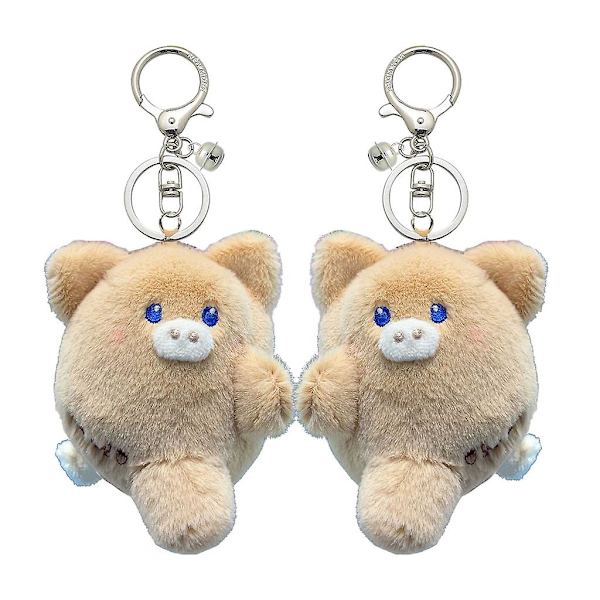 2 st Magnetiska Svin Par Keychain Klibbiga Ansikten Svinberlocker Khaki