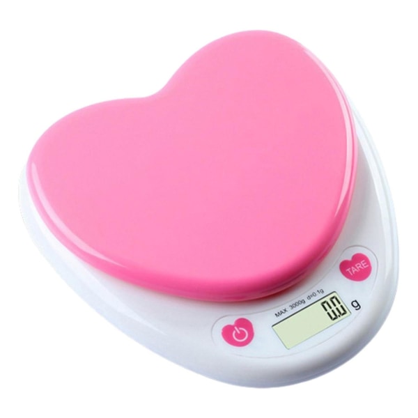 3kg/0,1g digital vekt Enkel å bruke Fine magemuskler Hjerteformet kjøkken Elektronisk matlaging Baking S
