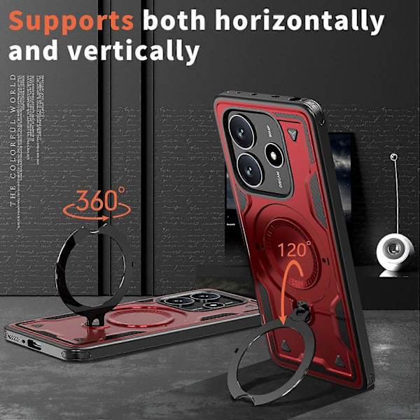 Skal för Xiaomi Redmi Note 14 5G Kompatibelt med MagSafe Militärt Skydd PC TPU Ställ Red