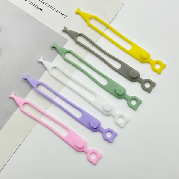 6-pack elastiska silikonkabelband, återanvändbara