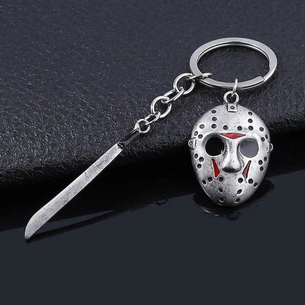 Skrekkfilm Nøkkelring Jason Hockey Mask Kinfe Metal Nøkkelring For Barn Halloween Smykker Gave Keychain