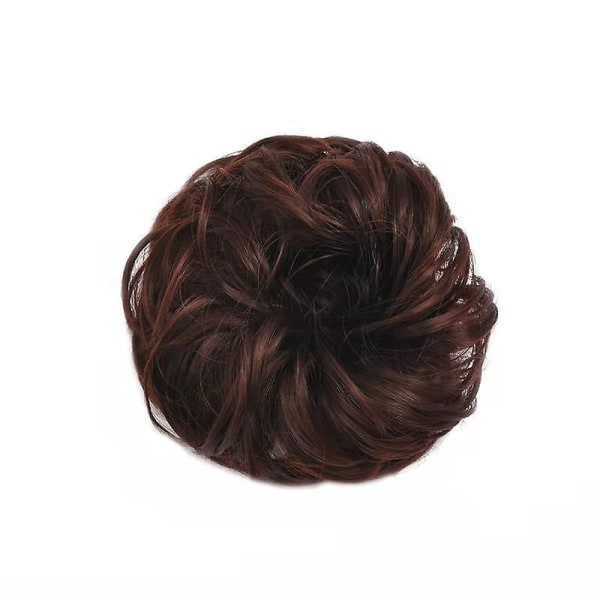 100% Human Hair Bun Extension, Rotete Bun Hair Piece Krøllete hår Scrunchies Chignon Hestehale Extensions For kvinner Jenter Updo Donut Hairpiece Dark Brown
