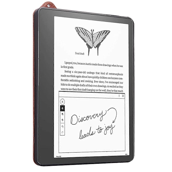 Fodral för Amazon Kindle Scribe (2024) (2022) med handrem, stativ och läderöverdrag - Brun Red