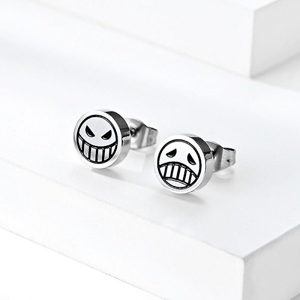 Cosplay-smykker Tilbehør Titanium Stål Stud Øredobber For Kvinner Menn Karakter Ess Smil Gråt Ansikt Øredobb Mote Smykker Single1